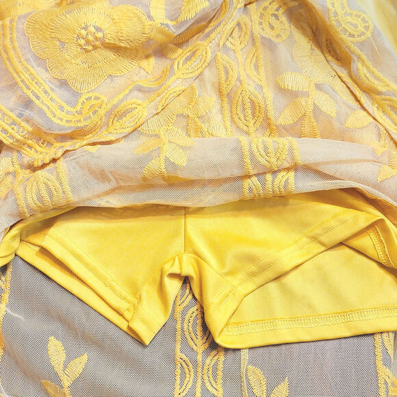 Eleter Yellow Lace Maxi Romper Dress Bohemian Boho Romantic Party Summer Size S - Picture 12 of 16